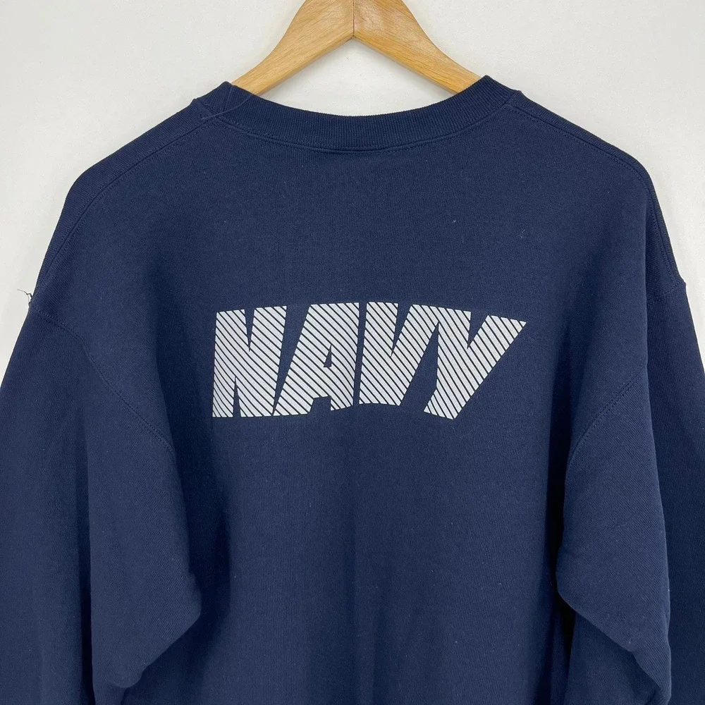 Soffe Mens US Navy Reflective Logo Crewneck Fleece Sweatshirt Blue Size M NWT